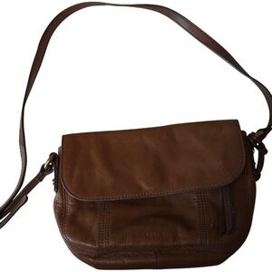 Vintage Retro Fossil Brown Leather Crossbody hipster Bag Adjustable Strap